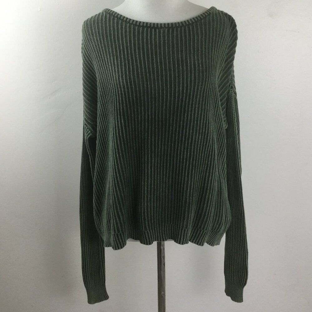 Brandy Melville Olive Green Ribbed Sweater Top m